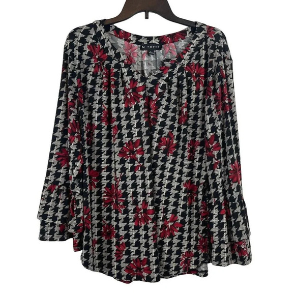 N Touch Women Long Sleeve V Neck Top Size L - Picture 1 of 7